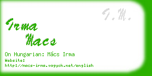 irma macs business card
